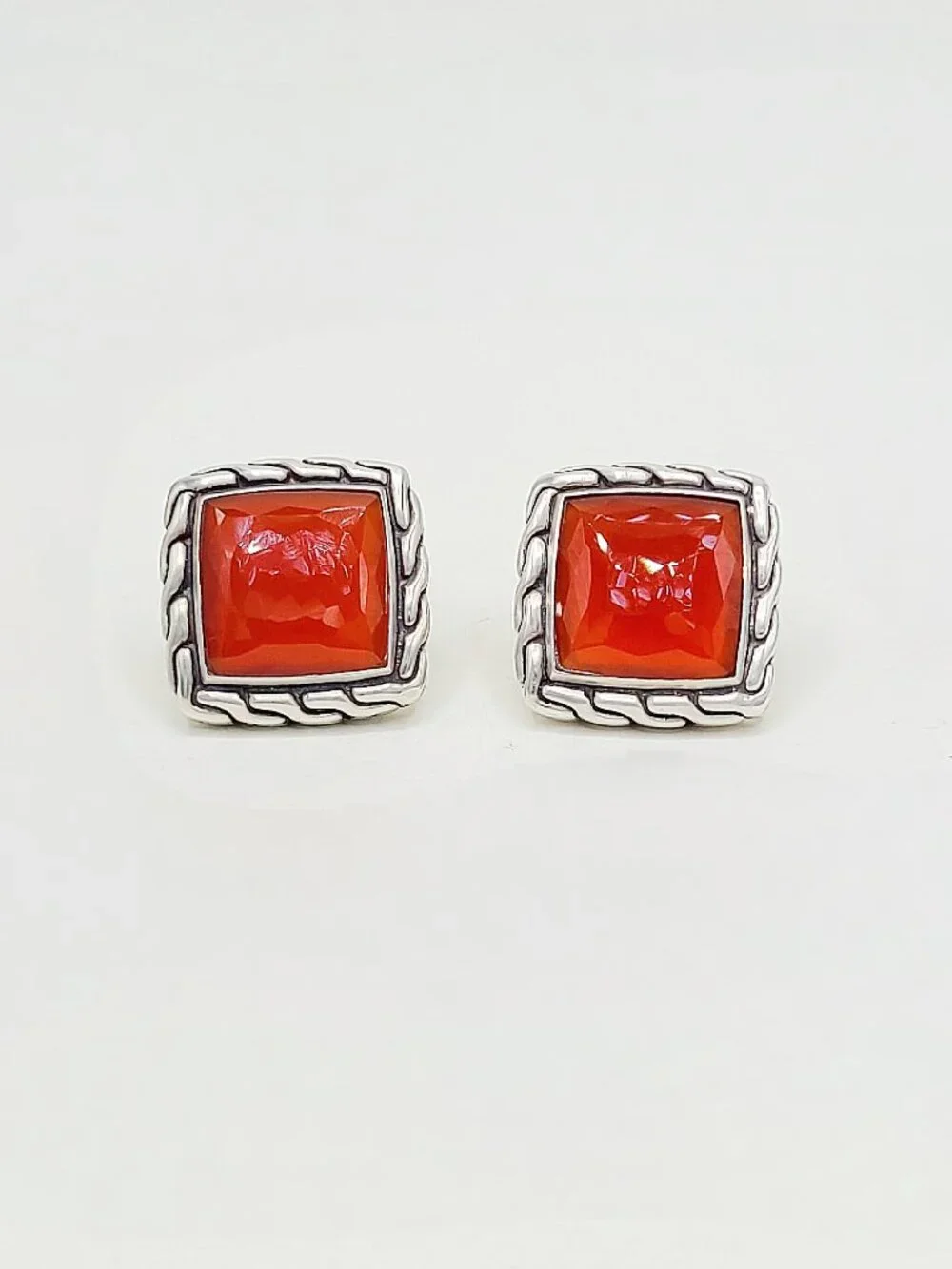 John Hardy Classic Chain Cufflinks in Sterling Silver w/ Carnelian - RARE